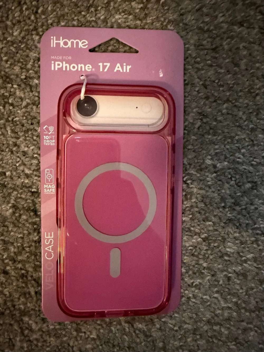 iHome MagSafe-Compatible Pink Case for iPhone 17 Air with Ring Alignment